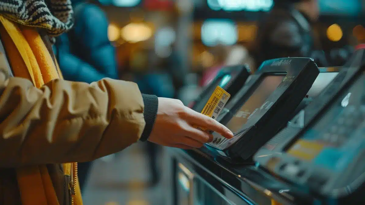 Closeup of hands presenting valid ID at park ticket counter.