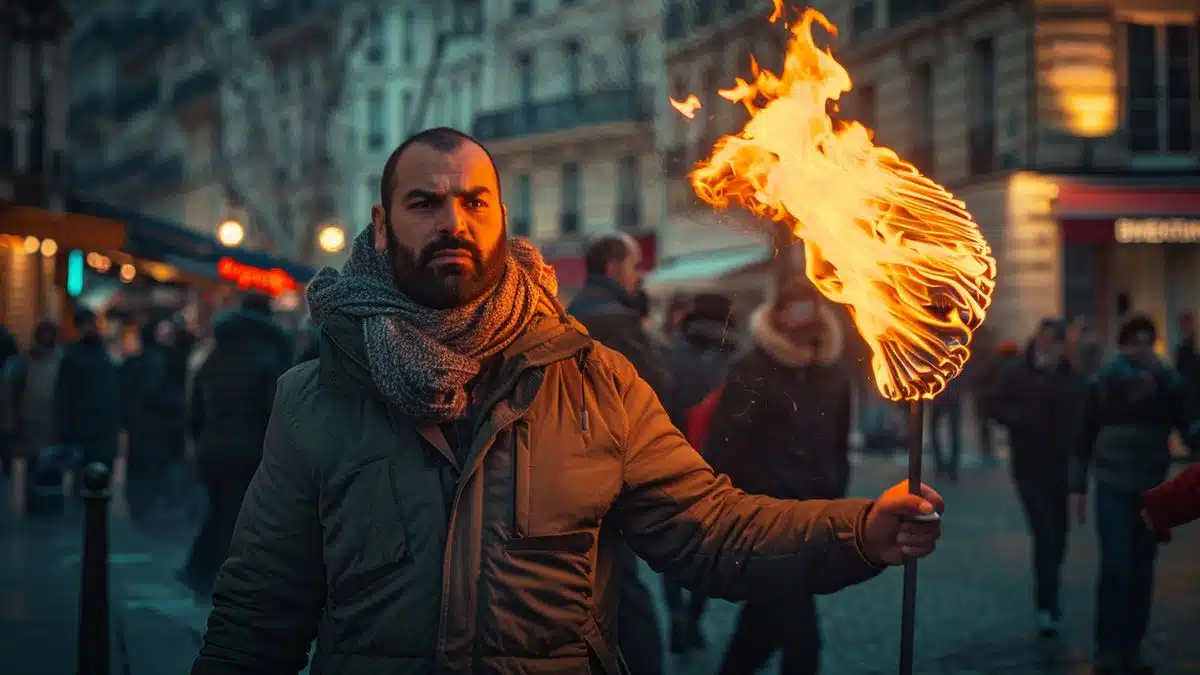 Nasser alKhelaïfi proudly carrying the flame in Paris streets.