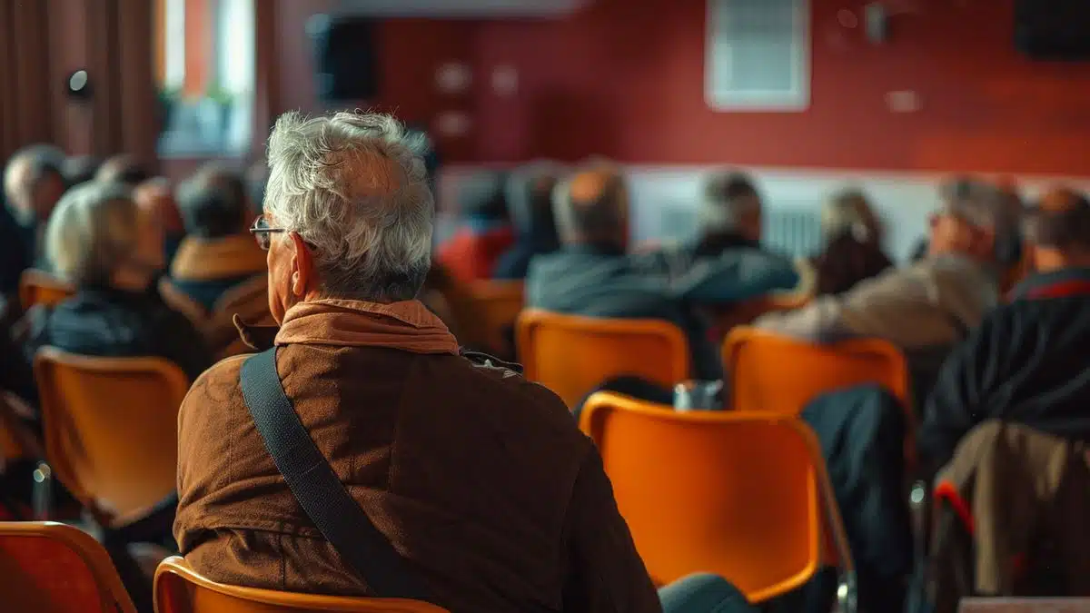 Community meeting addressing recent social tensions in La Rochelle.