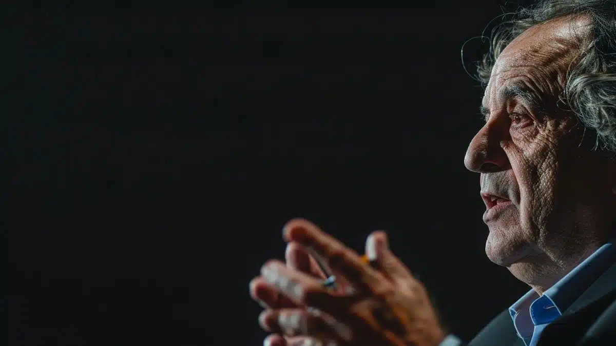 Closeup of Platini speaking passionately about football at a press conference.