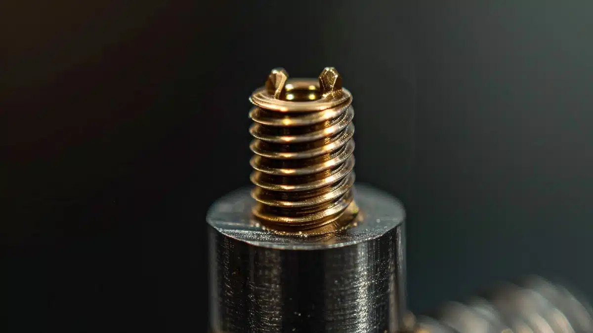 Closeup of mm screw showing fine threading.