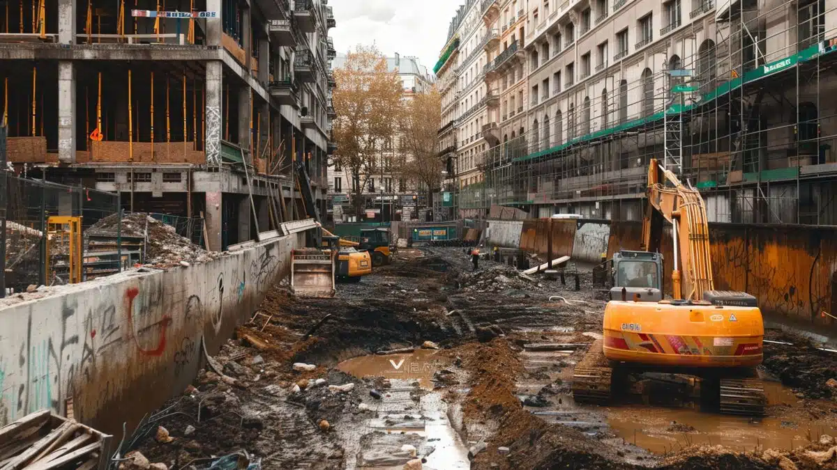 Abandoned construction sites in Paris with halted development.