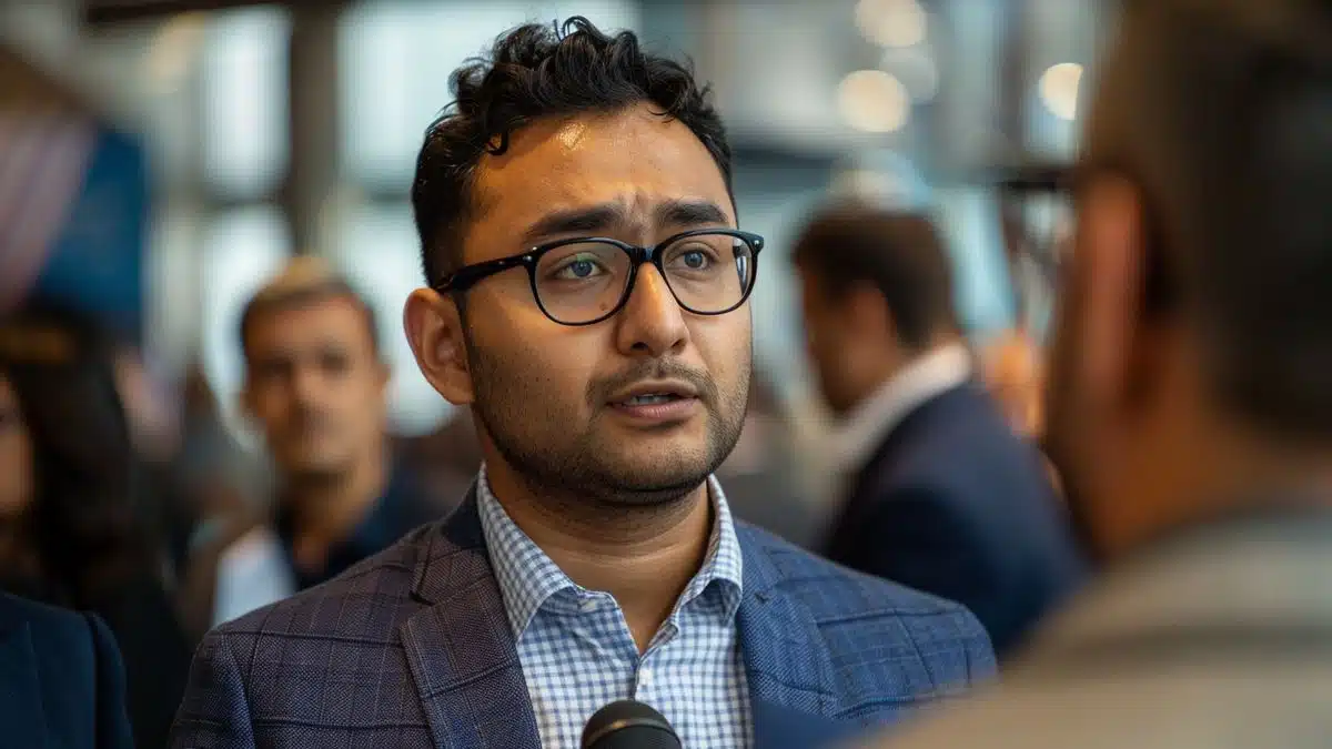 Closeup of Yonathan Arfi speaking at a press conference.