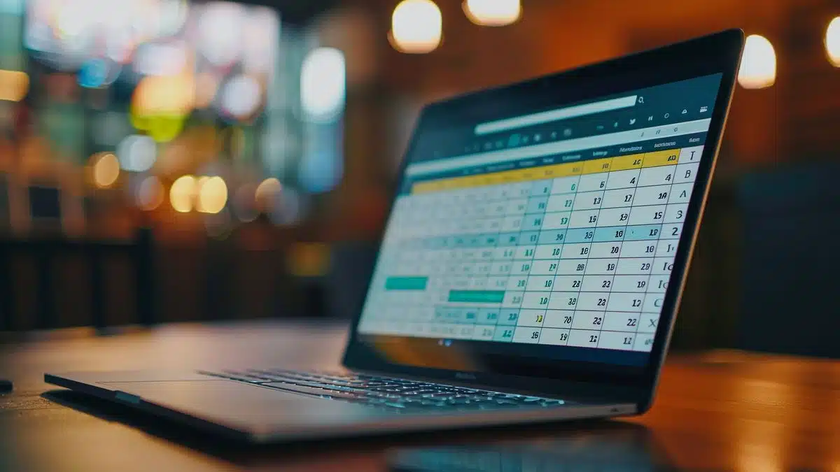 Interactive sports event calendar open on a laptop screen.